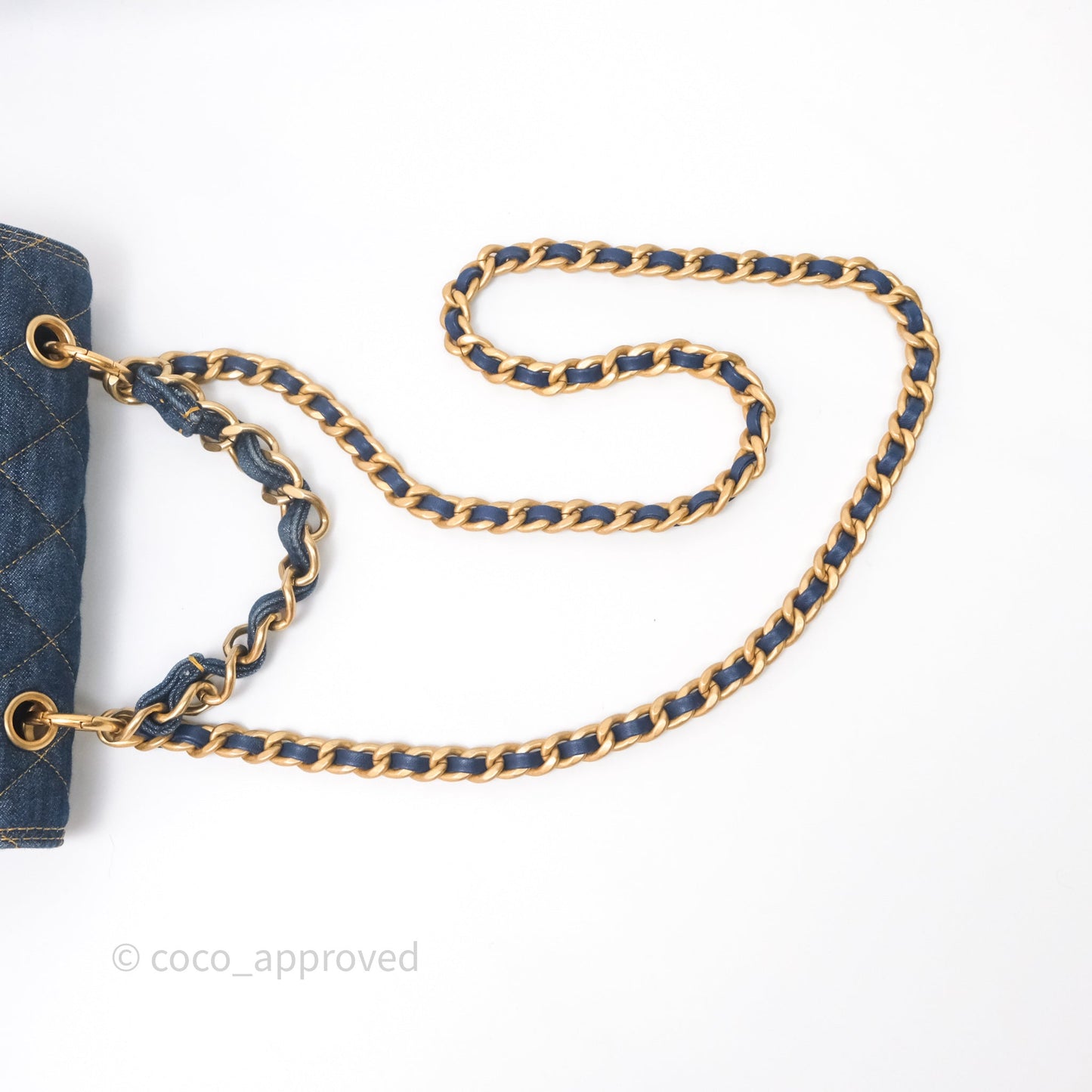 Chanel Square Flap Bag Denim Aged Gold Hardware