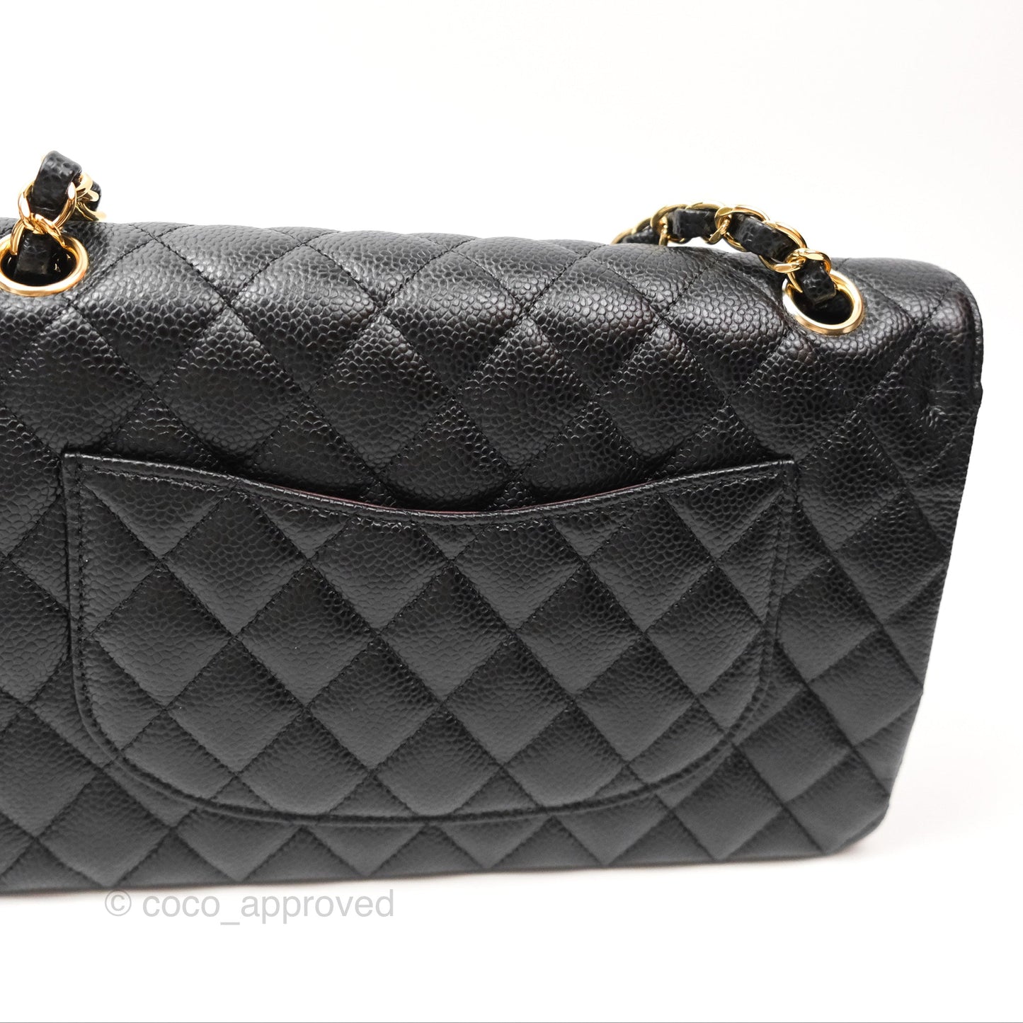 Chanel Classic M/L Medium Flap Quilted Black Caviar Gold Hardware