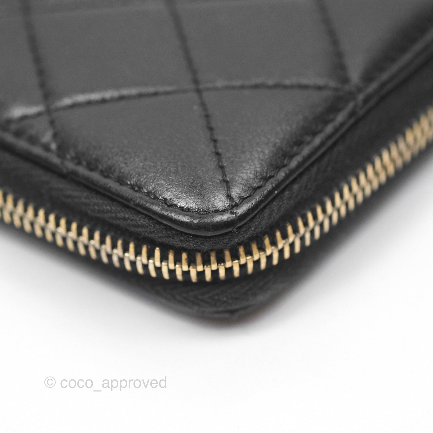 Chanel Zip Around Organiser Wallet Black Lambskin Gold Hardware