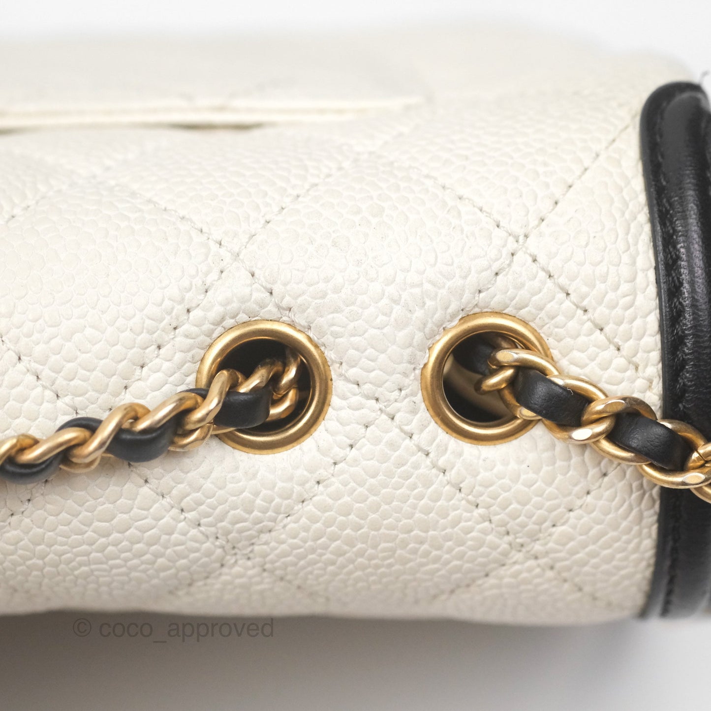 Chanel Small CC Filigree Flap Quilted Ivory Caviar