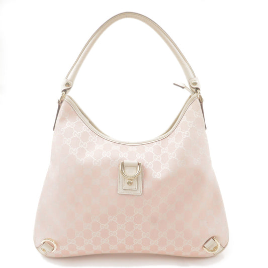 Luxury Gucci Abbey GG Canvas Leather Shoulder Bag Pink White 130737