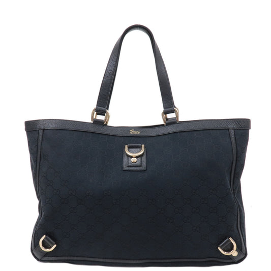 Luxury Gucci Abbey Line GG Canvas Leather Tote Bag Black 141472