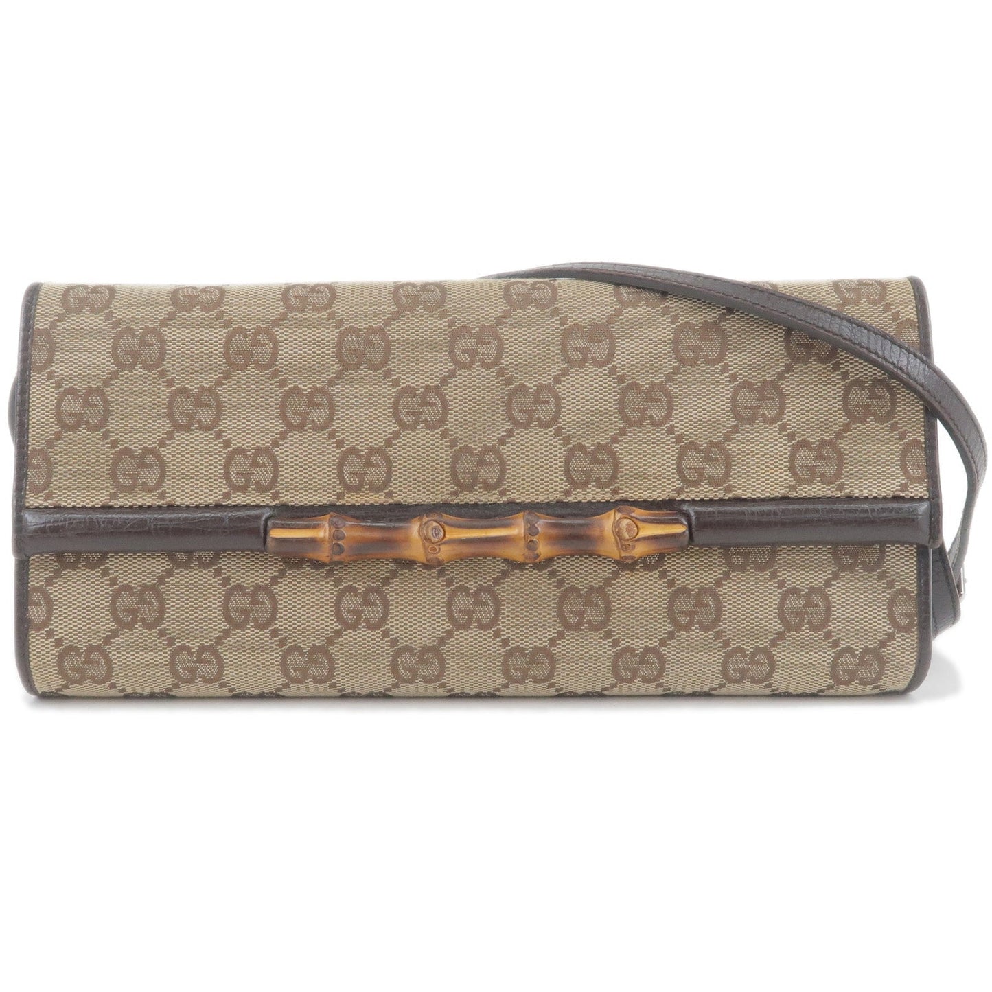 Luxury Gucci Bamboo GG Canvas Leather 2Way Shoulder Bag Brown 117594