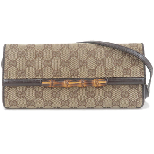 Luxury Gucci Bamboo GG Canvas Leather 2Way Shoulder Bag Brown 117594