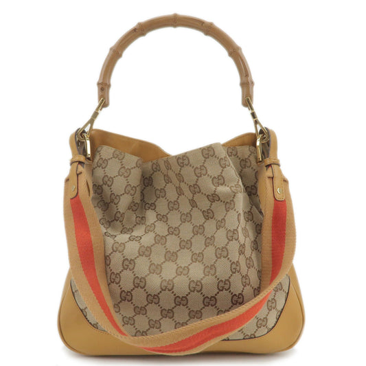 Luxury Gucci Bamboo GG Canvas Leather 2Way Shoulder Bag 001.4095