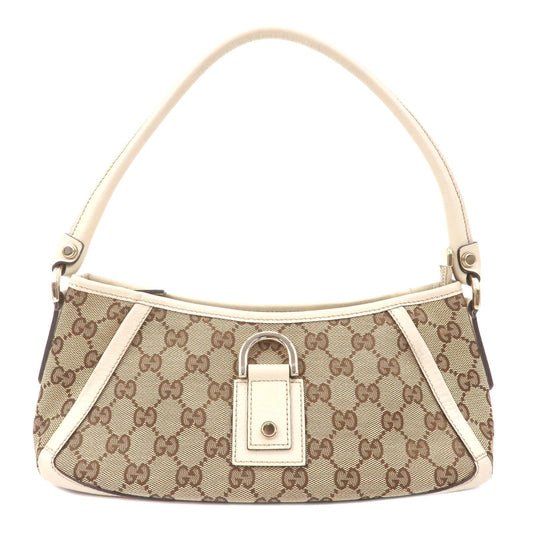 Luxury Gucci Abbey GG Canvas Leather Shoulder Bag Pouch Beige 130939