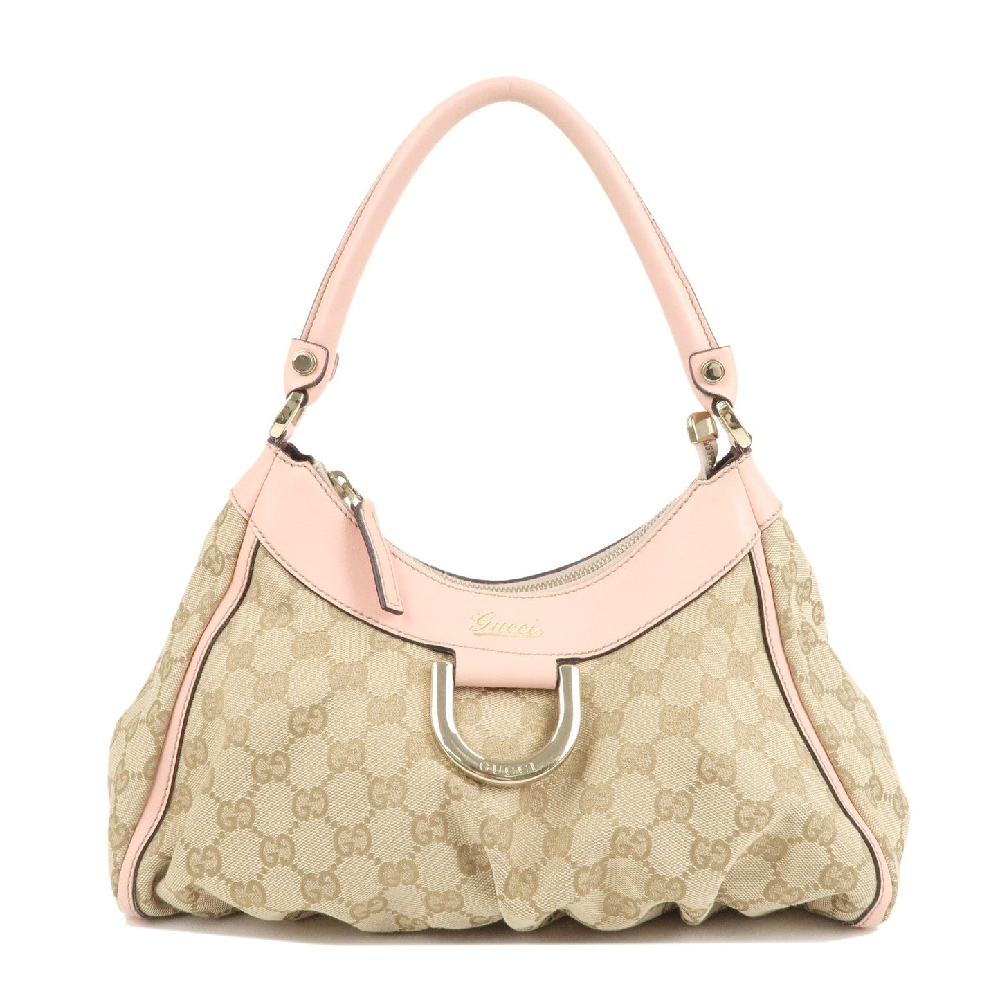 Luxury Gucci Trending 2025 Abbey GG Canvas Leather Shoulder Bag Beige Pink 190525