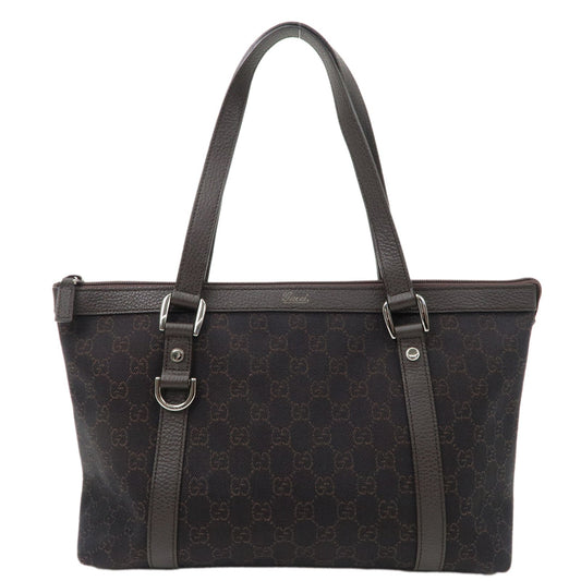 Luxury Gucci Abbey GG Leather Tote Bag Hand Bag Dark Brown 268640