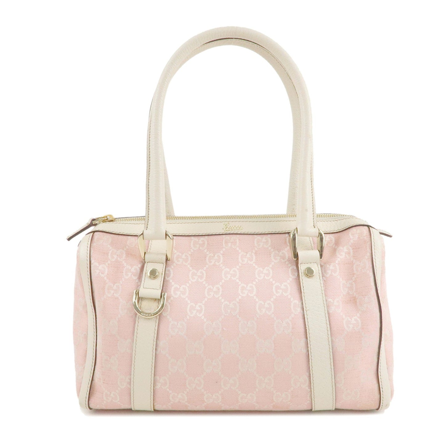 Luxury Gucci Trending 2025 Abbey GG Canvas Leather Boston Hand Bag Pink Ivory 130942