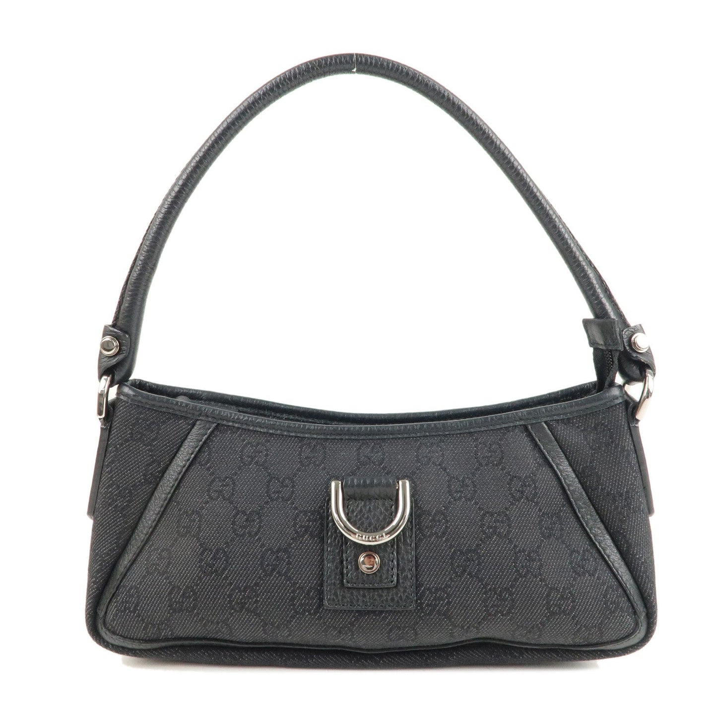 Luxury Gucci Abbey GG Denim Leather Shoulder Bag Black 293583
