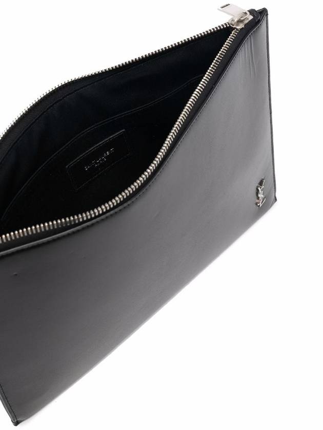 Luxury Saint Laurent Tiny Monogram Silver Clutch Bag Black