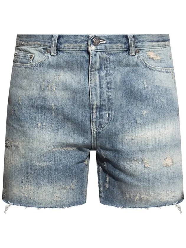 Luxury Saint Laurent Men's California Denim Shorts Blue