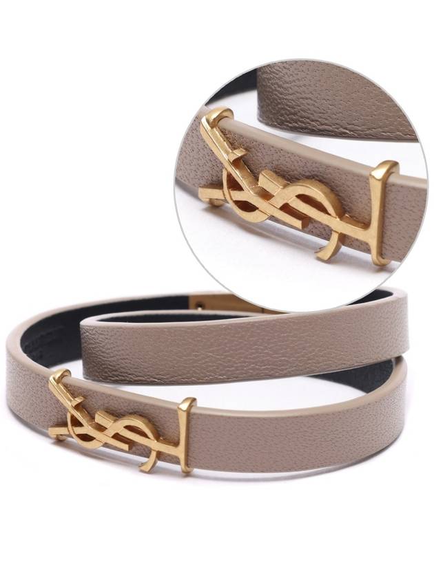 Luxury Saint Laurent Monogram Logo Bracelet Beige