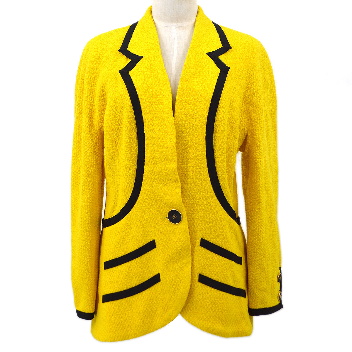 Luxury Chanel 1993 contrast trimming single-button jacket #42