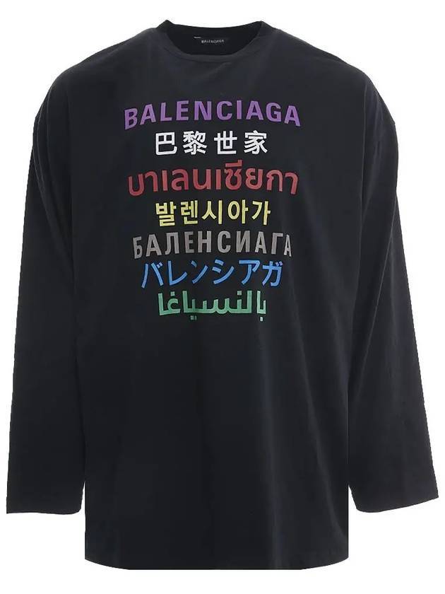 Luxury Balenciaga Color Language Long-Sleeved T-Shirt Black
