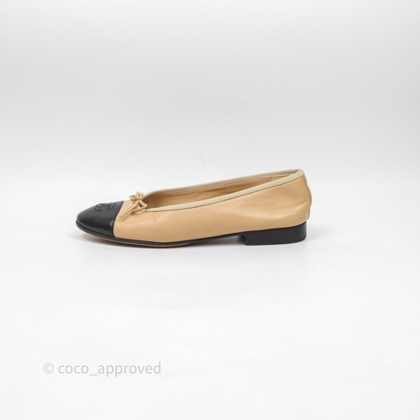 Chanel Ballerina Flats Black Beige Size 36