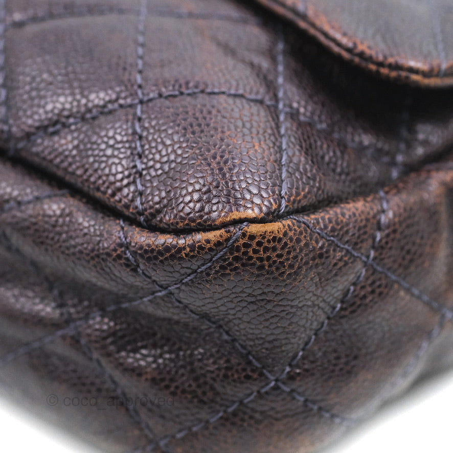 Chanel Jumbo Easy Flap Bag Caviar Dark Purple Ruthenium Hardware