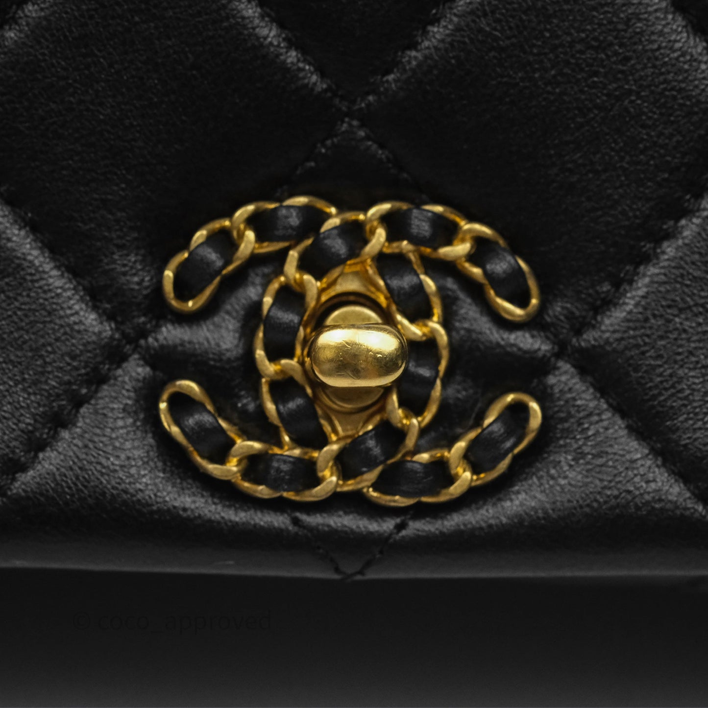Chanel Flap Bag Black Lambskin Aged Gold Hardware 24P