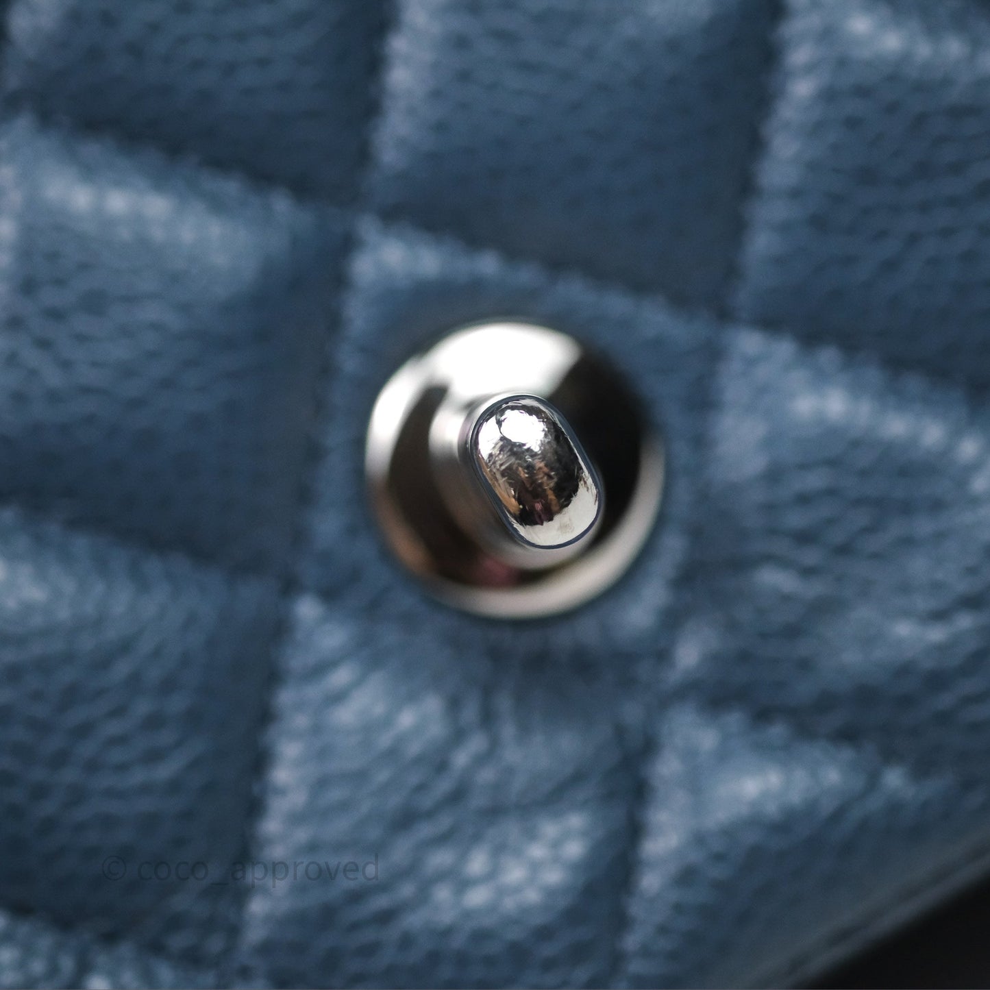 Chanel Quilted Mini Rectangular Blue Caviar Silver Hardware