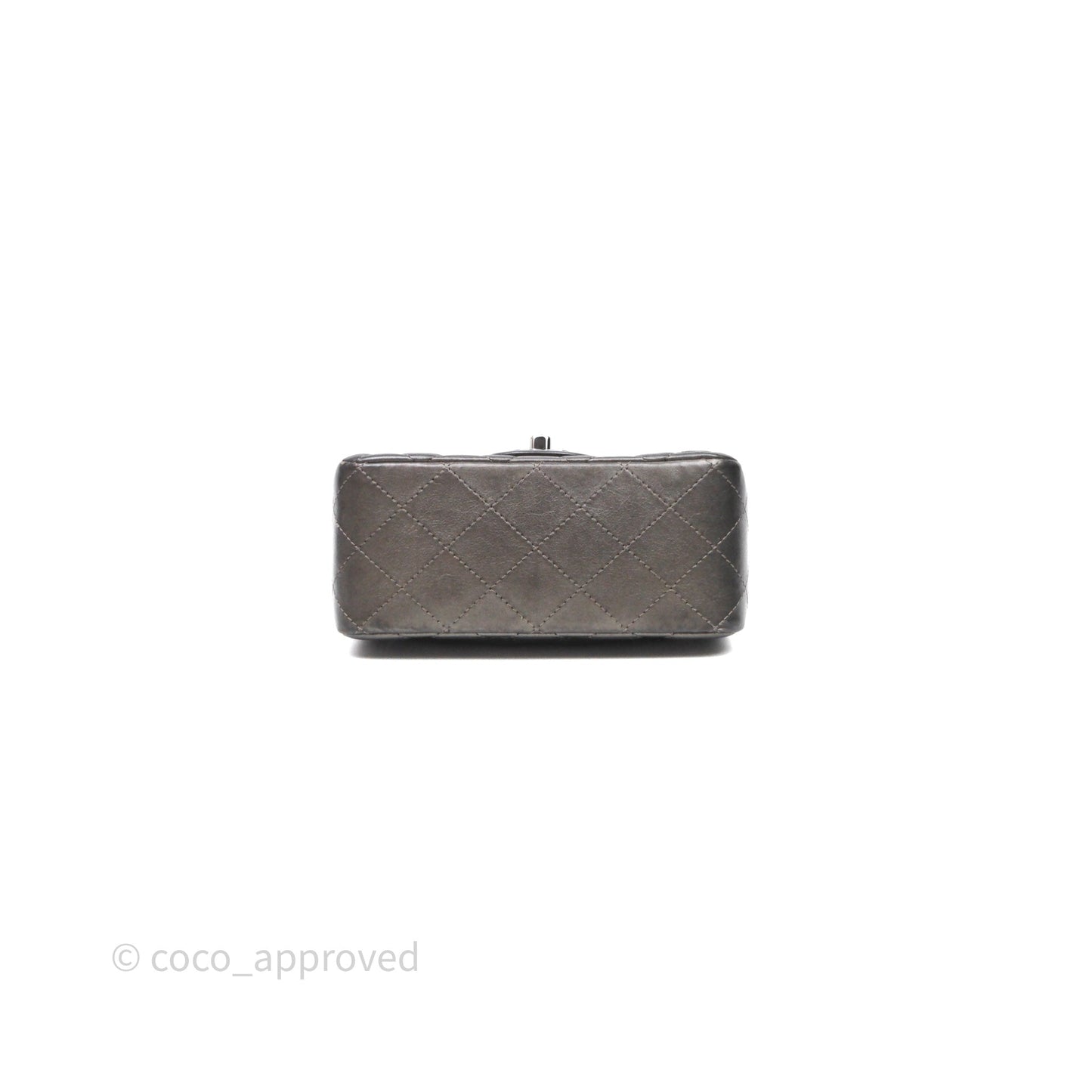 Chanel Mini Square Metallic Dark Grey Lambskin Dark Silver Hardware