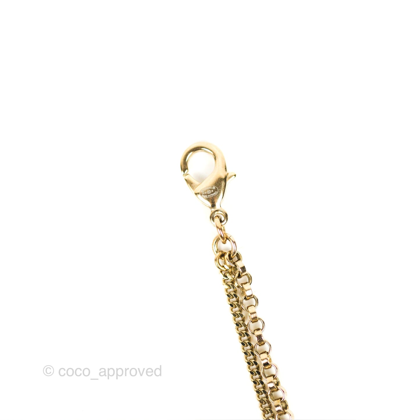 Chanel Heart Pearl CC Stone Pendant Necklace Gold Tone 19B