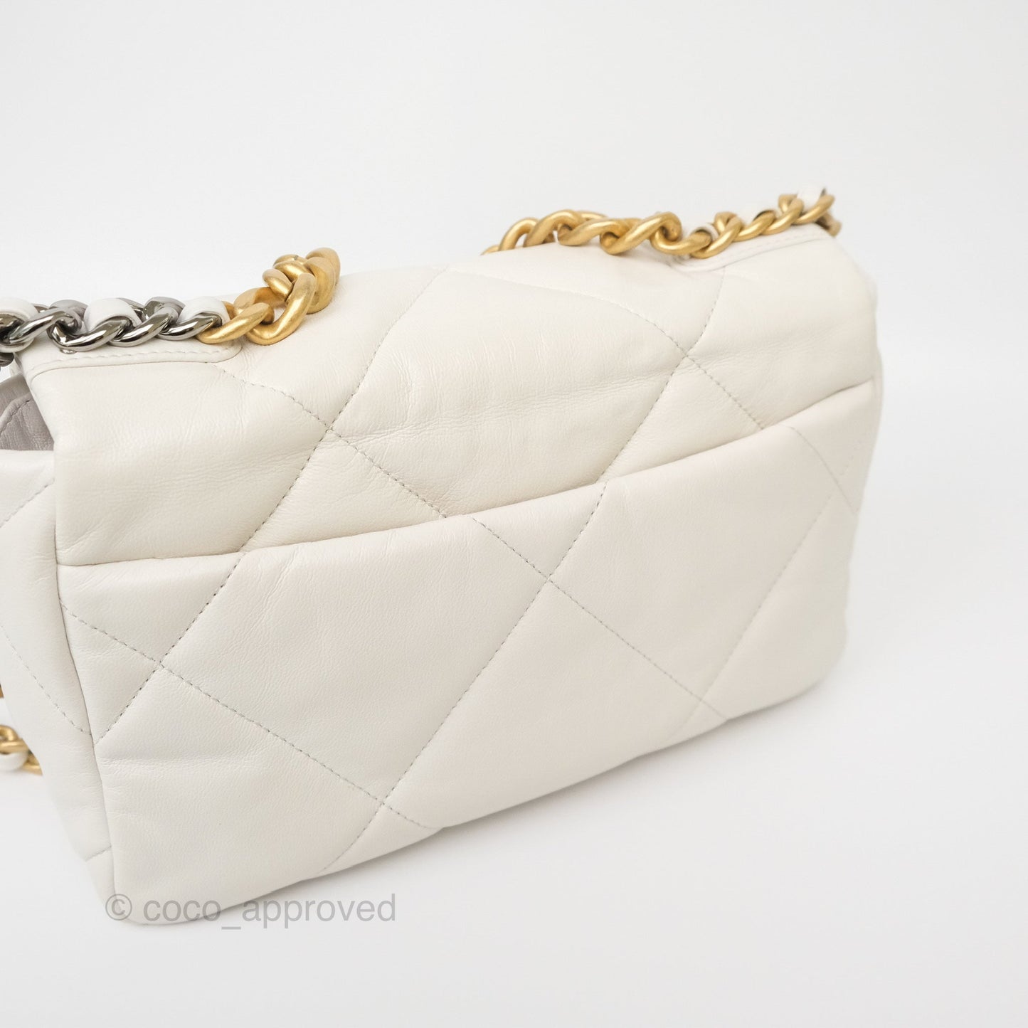 Chanel 19 Small Pearly White Mixed Hardware