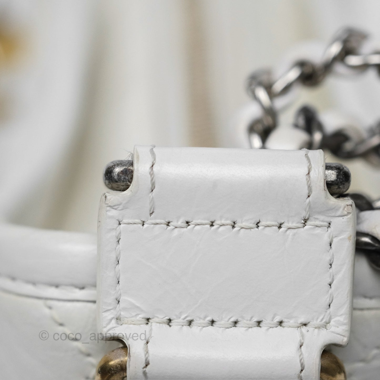 Chanel Small Gabrielle Hobo Quilted White Aged Calfskin