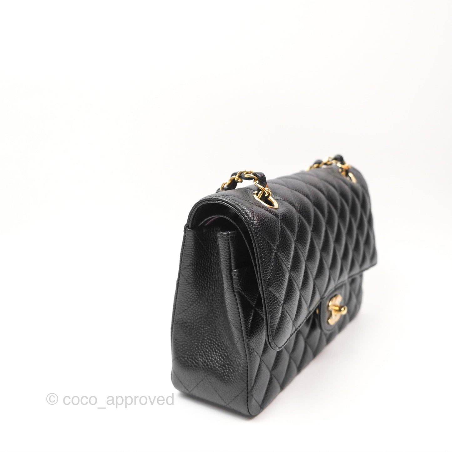 Chanel Classic M/L Medium Flap Quilted Black Caviar Gold Hardware