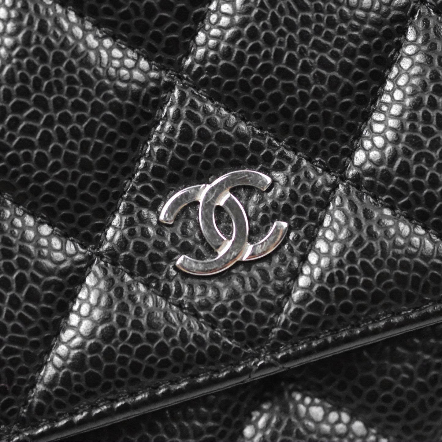 Chanel Quilted Classic Wallet On Chain WOC Black Caviar Silver Hardware