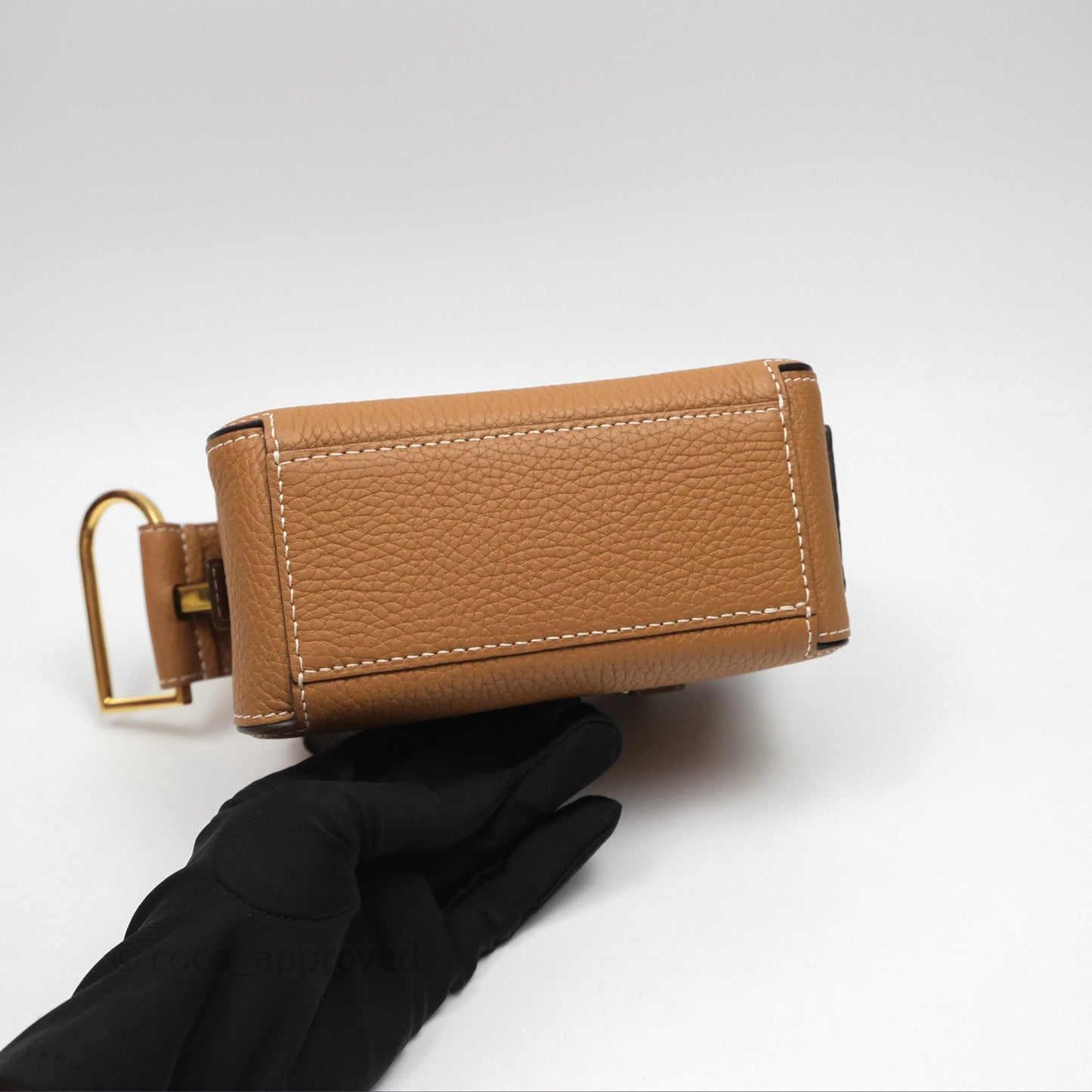 Delvaux Cool Box Nano Taurillon Soft Grained Calfskin Vegetal Ivory Gold Hardware