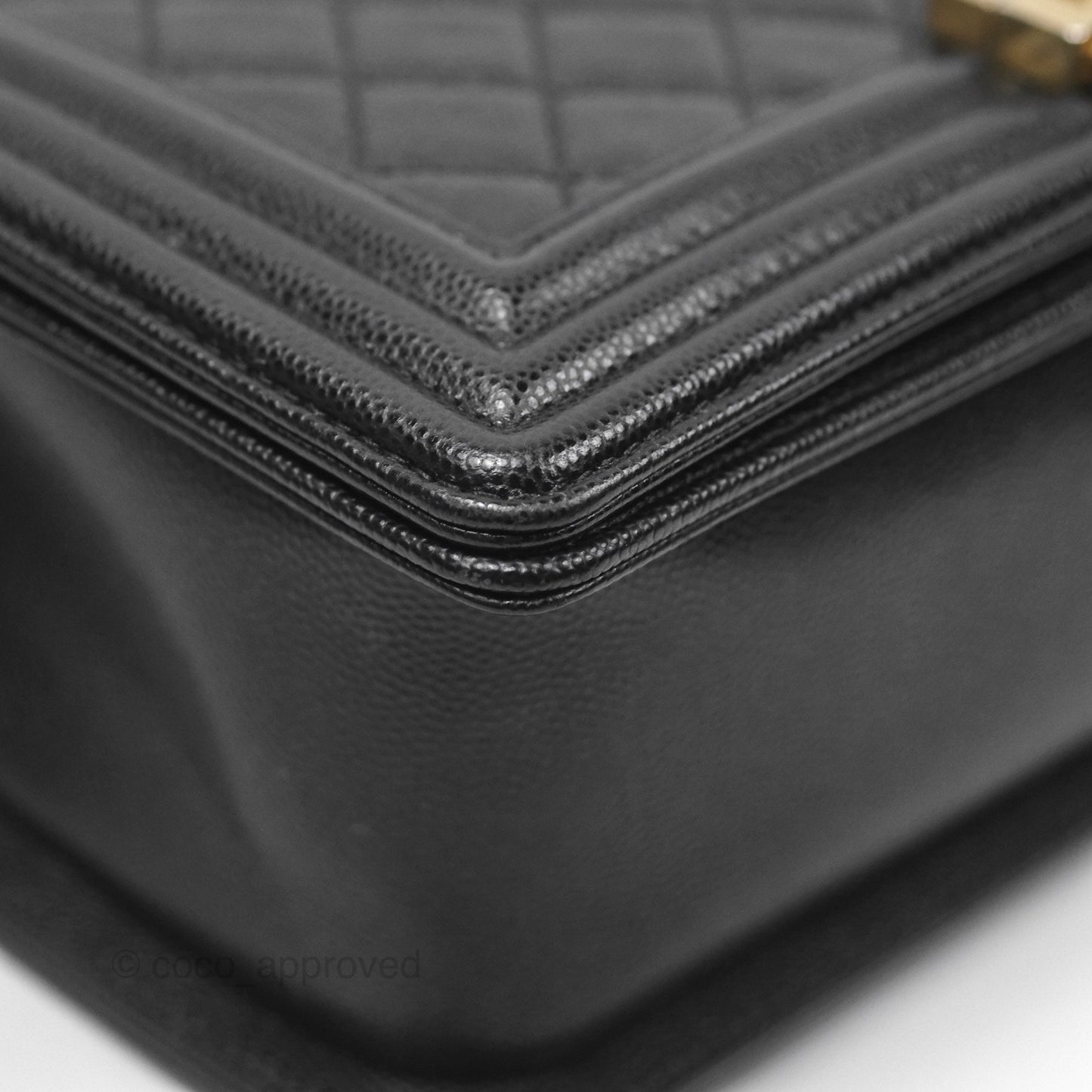 Chanel Medium Boy Quilted Black Caviar Aged Gold Hardware