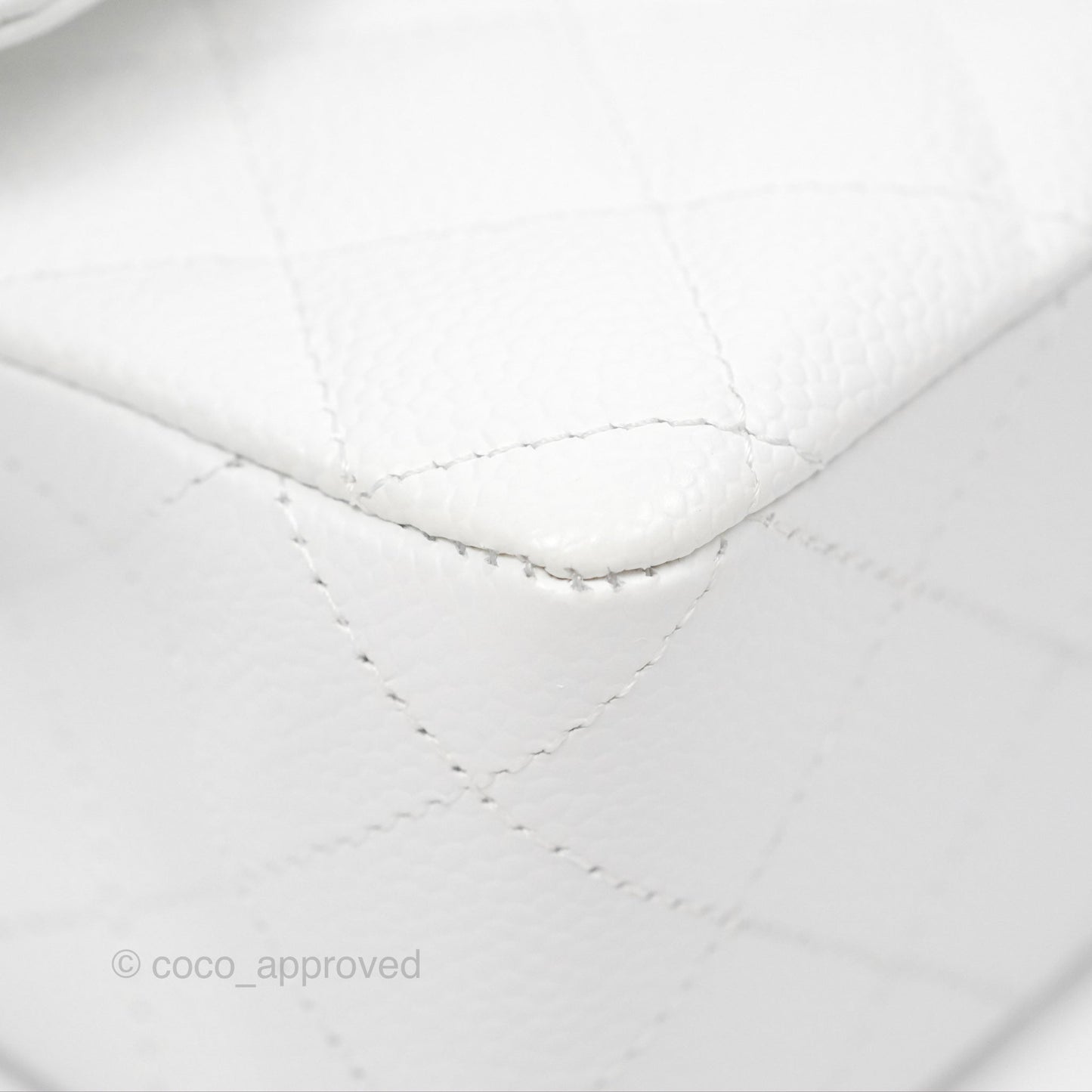 Chanel Classic M/L Medium Flap Quilted White Caviar Silver Hardware
