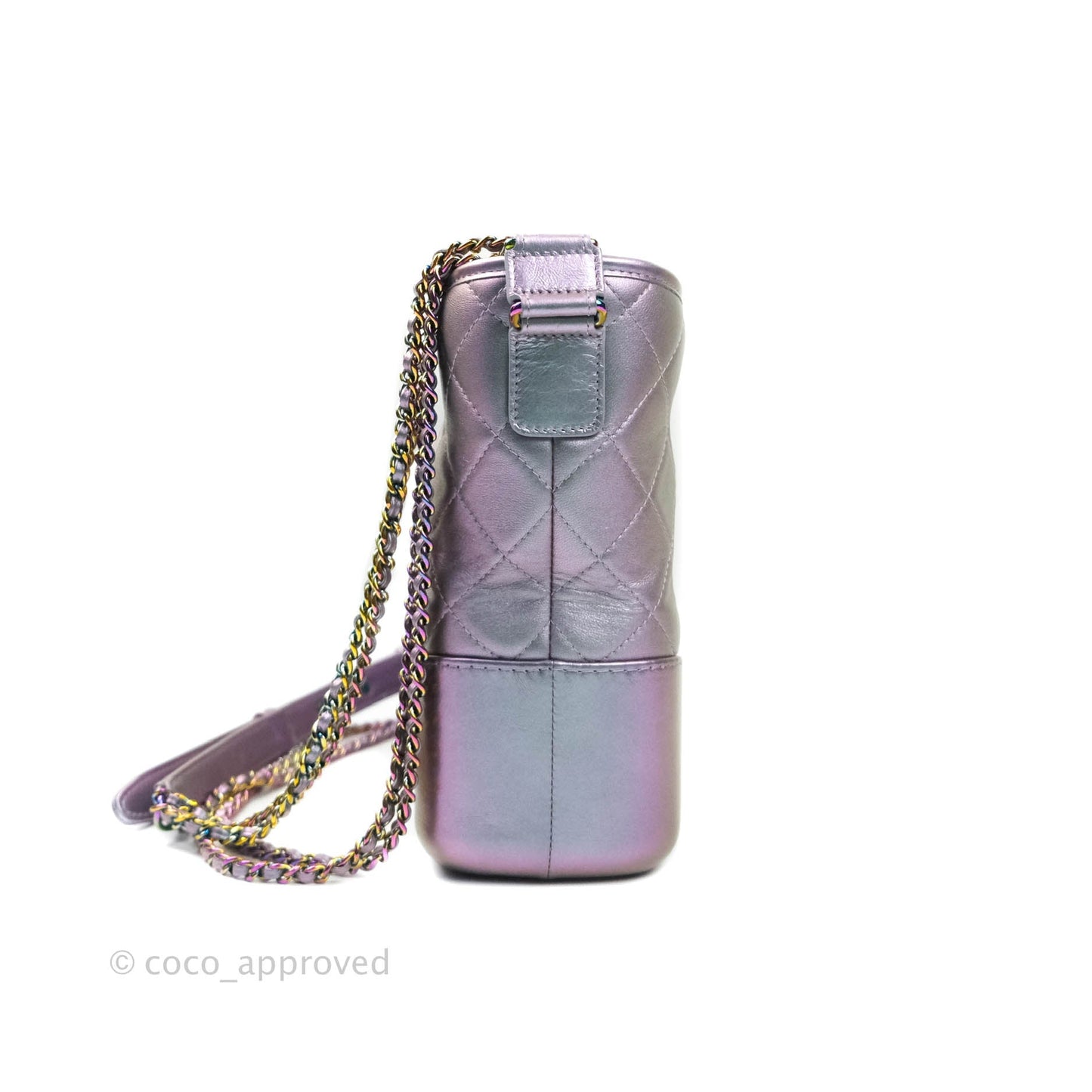 Chanel Medium Gabrielle Metallic Purple Black Aged Calfskin Rainbow Hardware