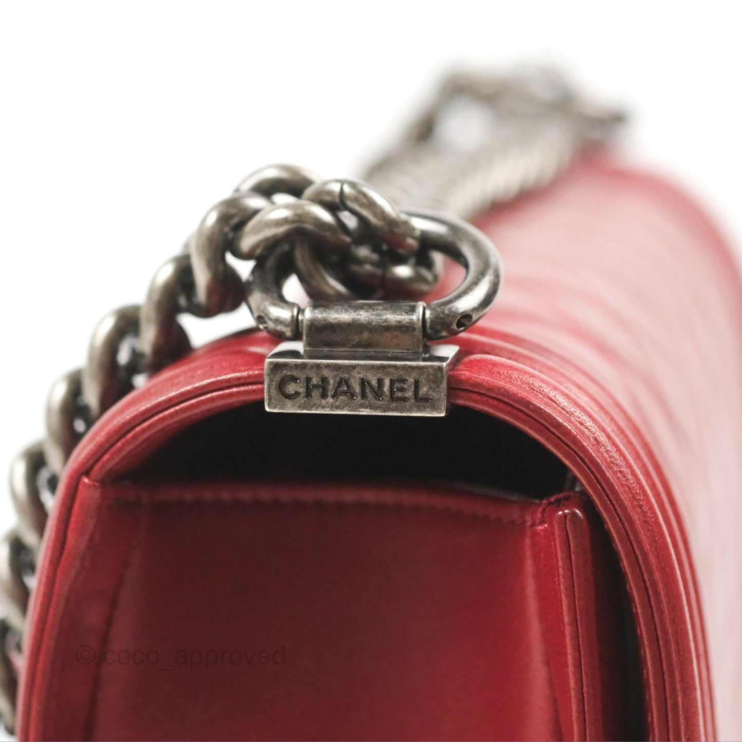 Chanel Quilted Medium Boy Dark Red Calfskin Ruthenium Hardware