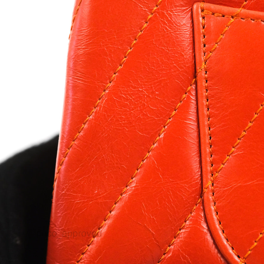 Chanel Chevron Small Coco Handle Dark Orange Shiny Aged Calfskin Aged Gold Hardware