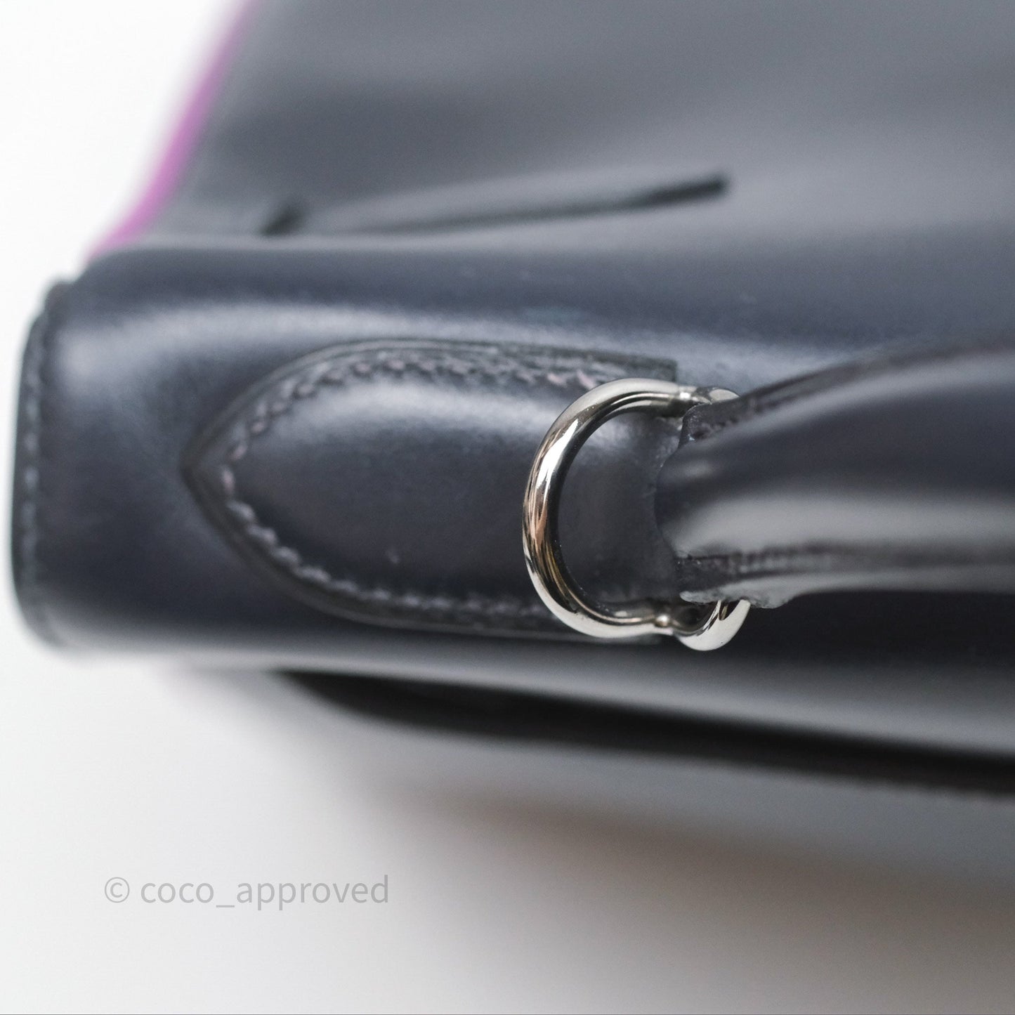 Hermès Vintage Kelly 32 Retourn Navy/Purple Box Leather Palladium Hardware