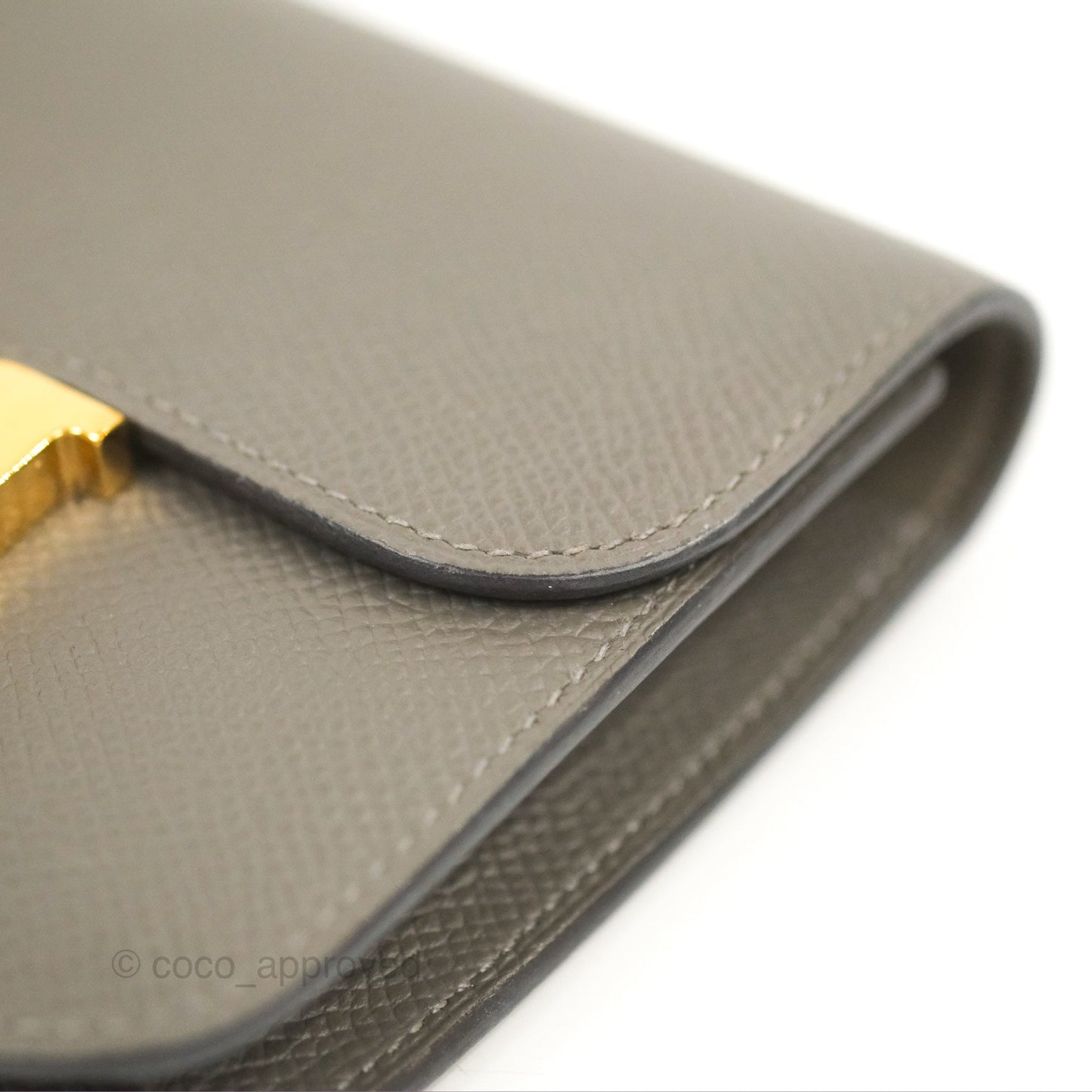 Hermès Constance Slim Wallet Gris Meyer 0L Epsom Gold Hardware