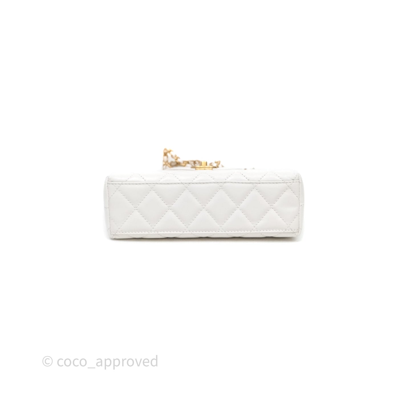 Chanel Kelly Bag Quilted White Lambskin Aged Gold Hardware
