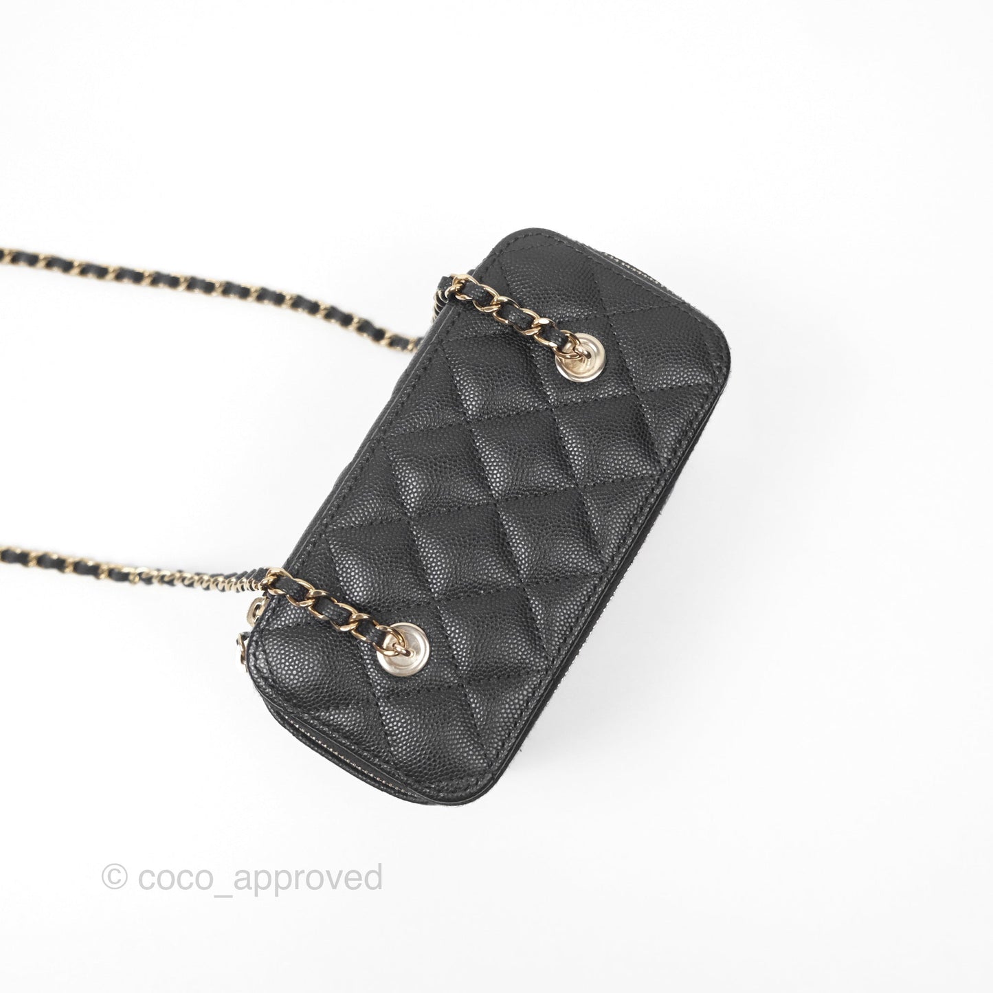 Chanel Vanity Rectangular With Chain Black Caviar Gold Hardware
