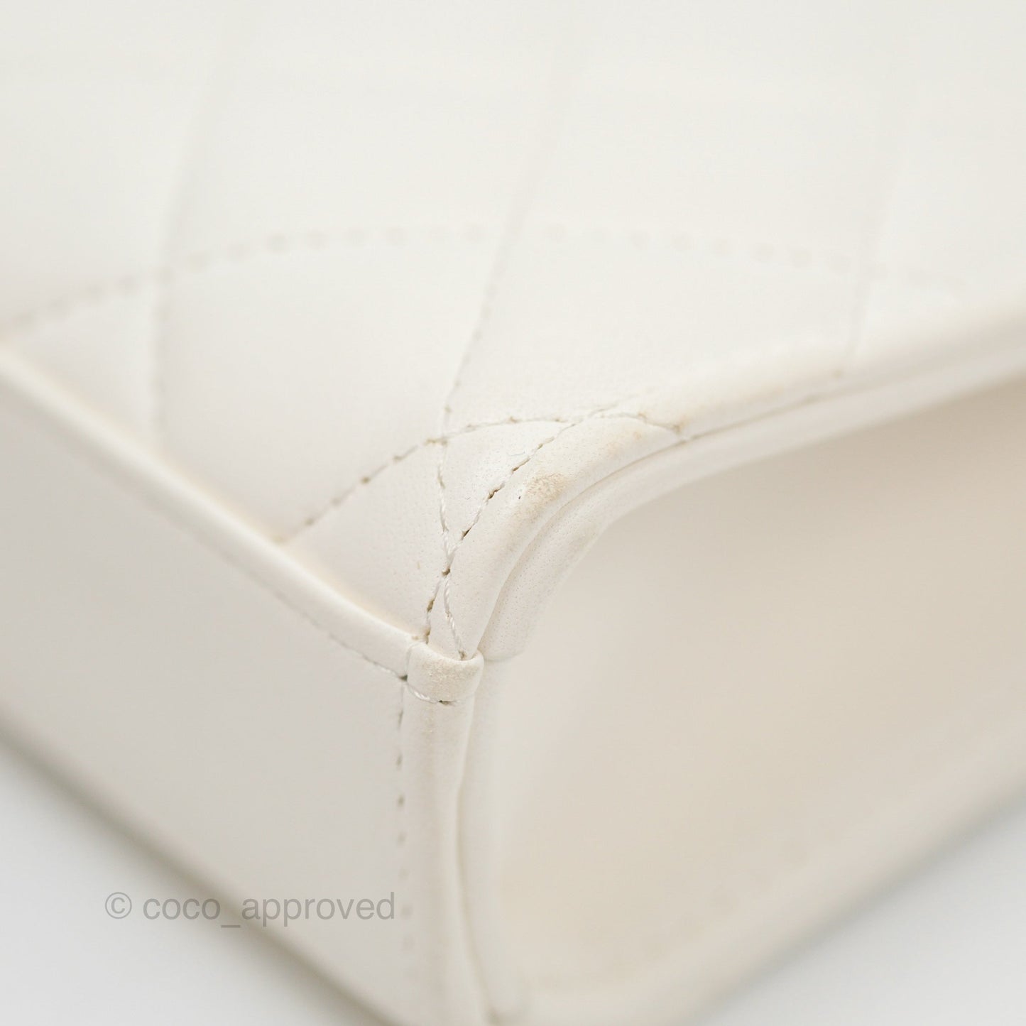 Chanel Quilted Pearl Crush Phone Holder With Chain White Lambskin