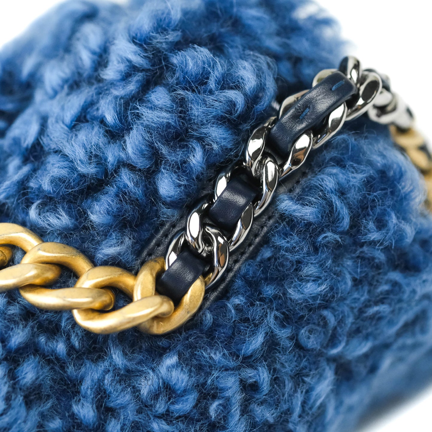 Chanel 19 Medium Shearling Blue Mixed Hardware 20A