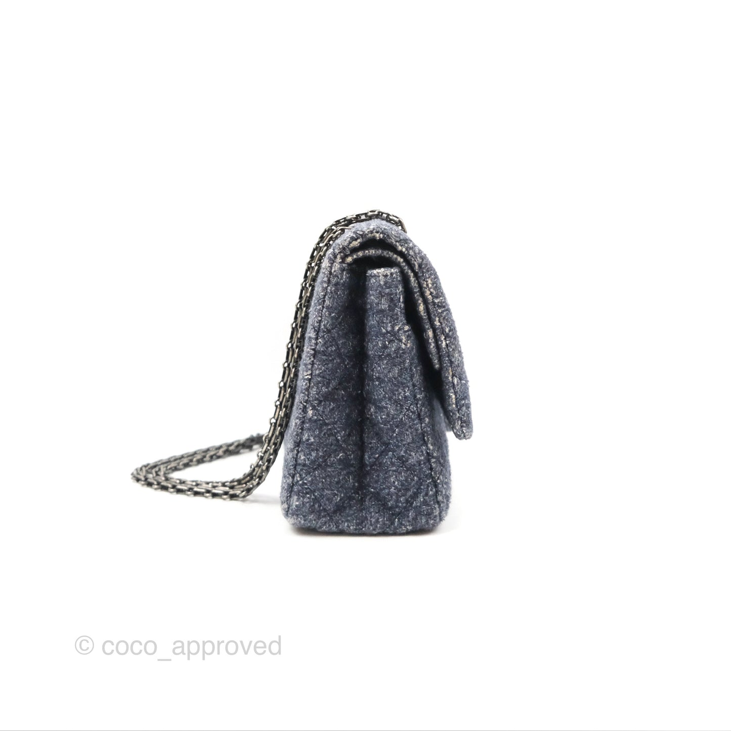 Chanel Reissue 226 Quilted Navy Tweed Ruthenium Hardware
