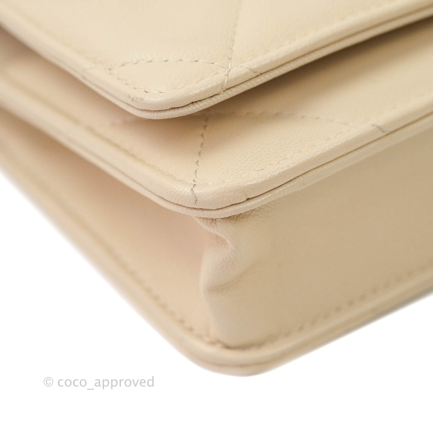 Chanel 19 Quilted Wallet on Chain WOC Beige Goatskin Mixed Hardware