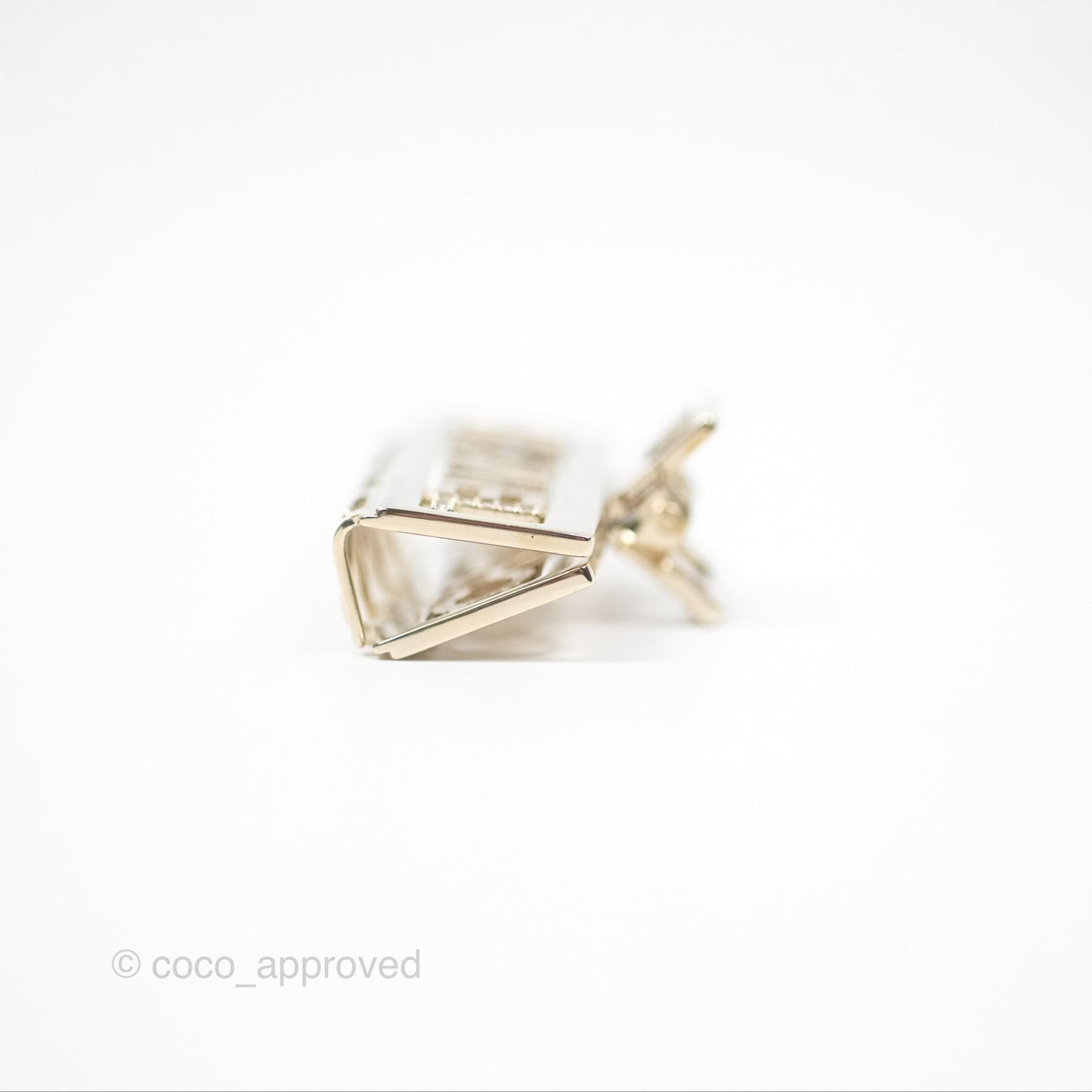 Chanel Crystal Logo Hair Claw Gold Tone 22P