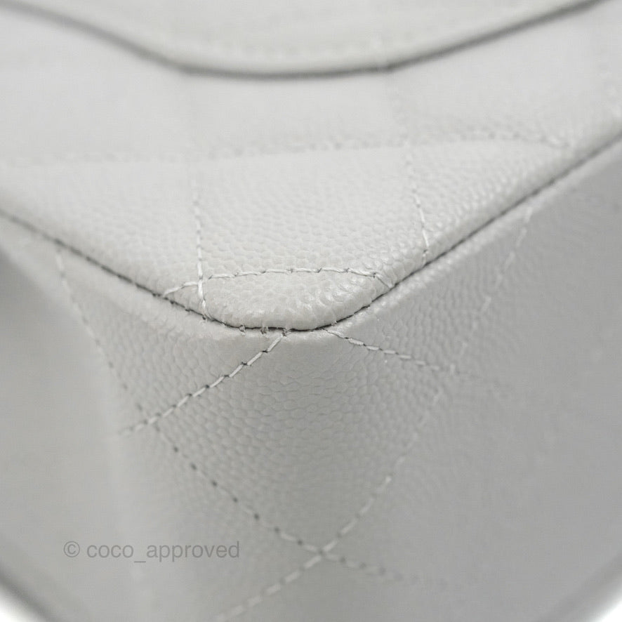 Chanel Classic Small S/M Quilted Flap Grey Caviar Gold Hardware 21A