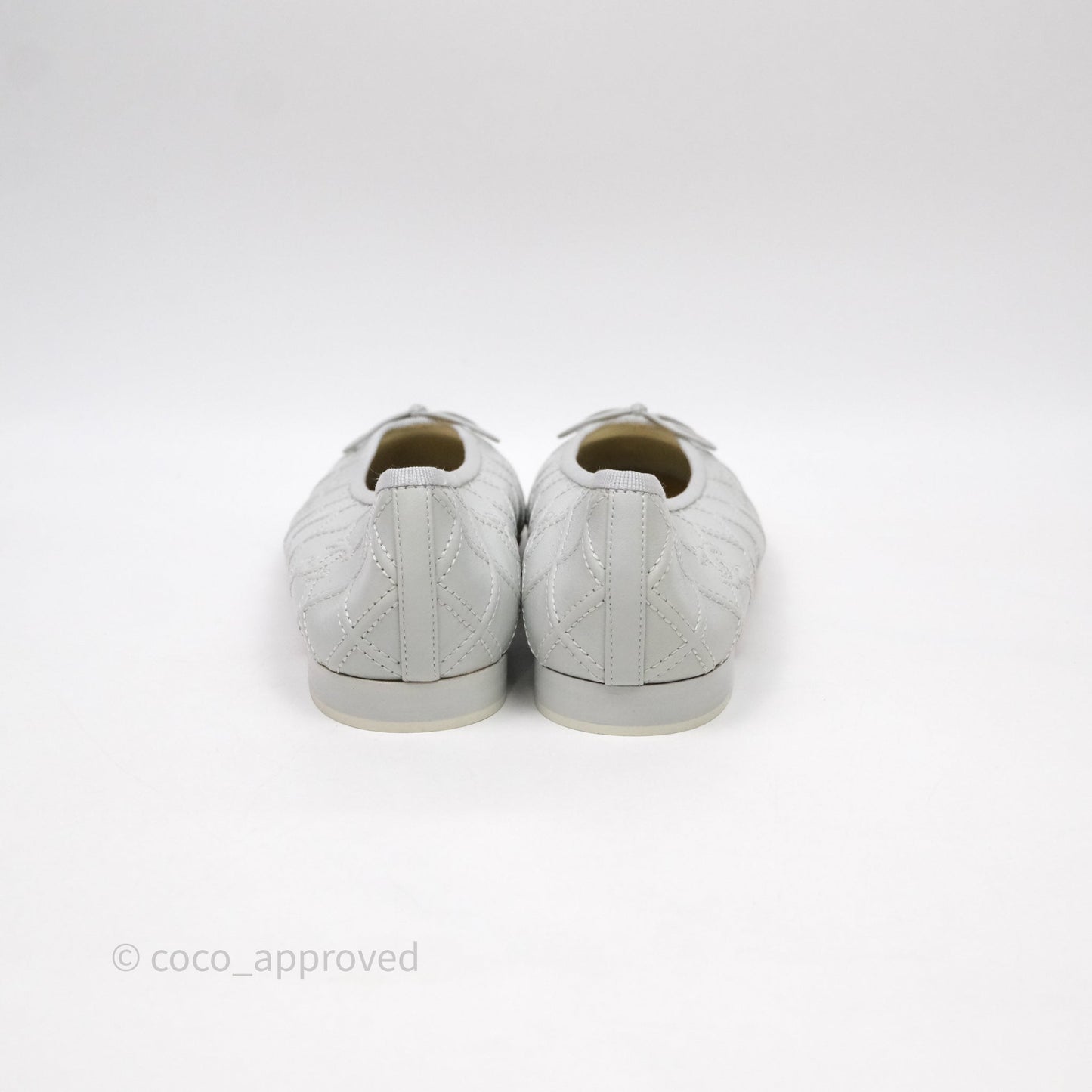 Chanel CC Quilted Grey Ballerina Flats Size 39