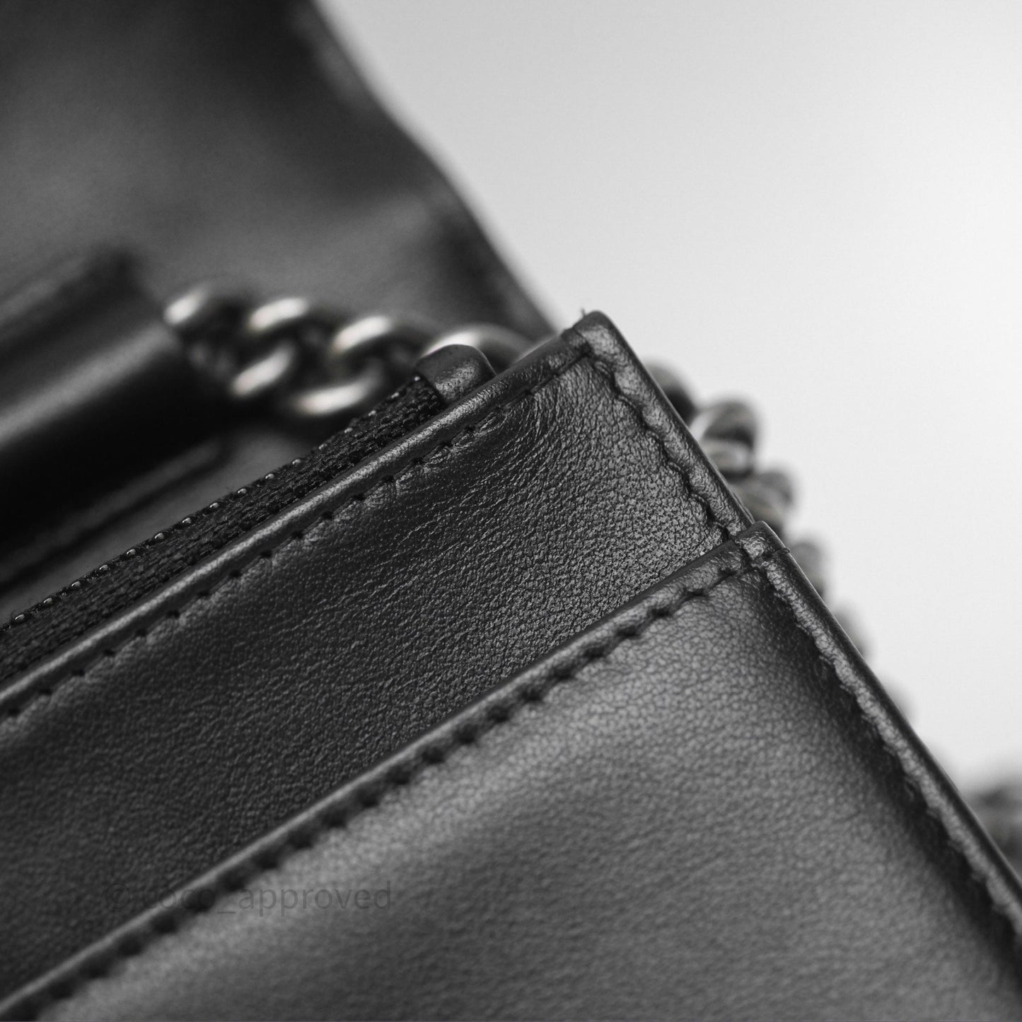 Chanel Quilted Boy Wallet on Chain WOC Black Caviar Ruthenium Hardware