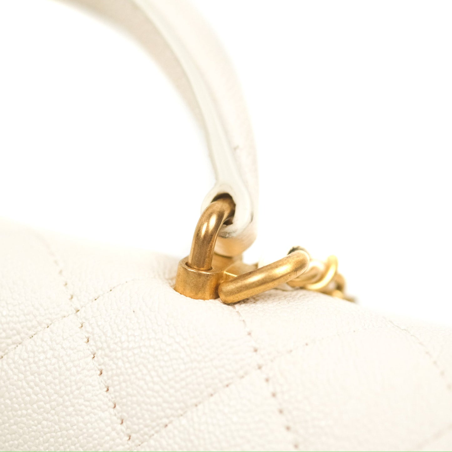 Chanel Top Handle Mini Rectangular Flap Bag White Caviar Gold Hardware