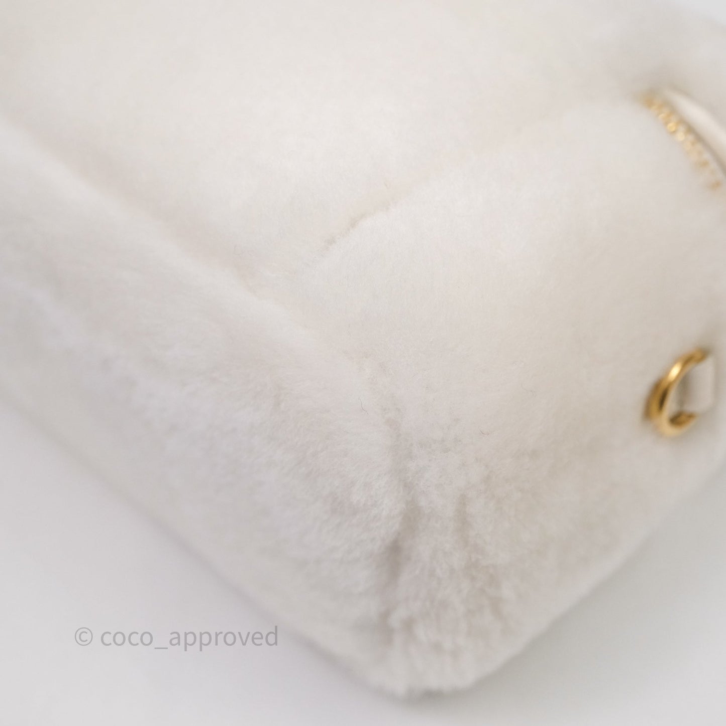 Miu Miu Shearling Vanity Case White Gold Hardware