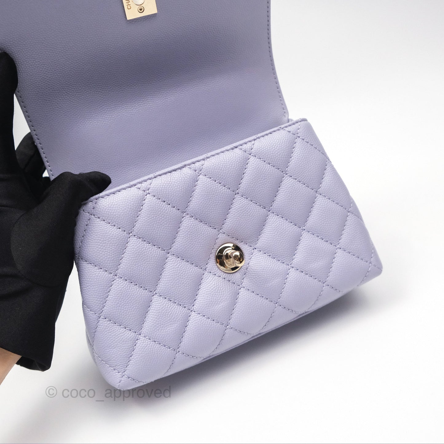 Chanel Mini Coco Handle Lilac Caviar Gold Hardware